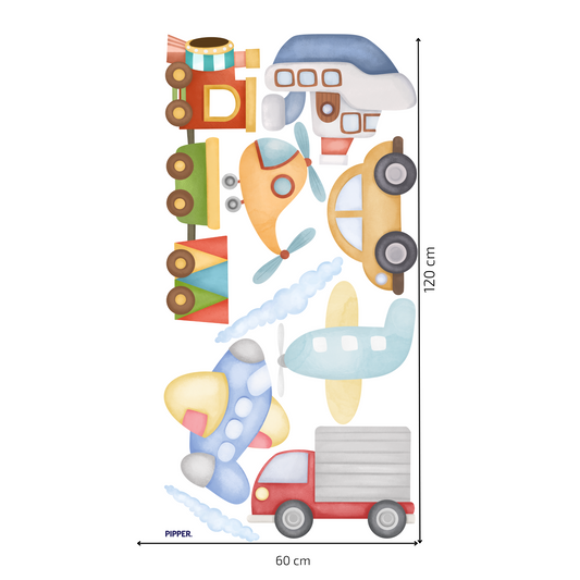 Textile Wall Sticker “Vehicles - Watercolor”