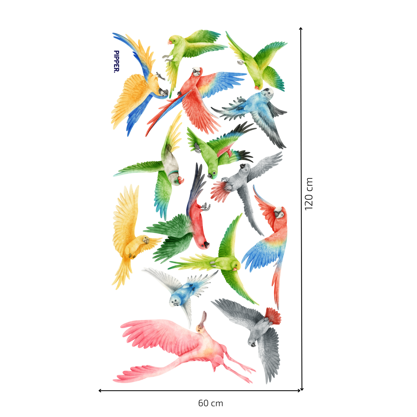 Textile Wall Sticker “Watercolor Exotic Birds”