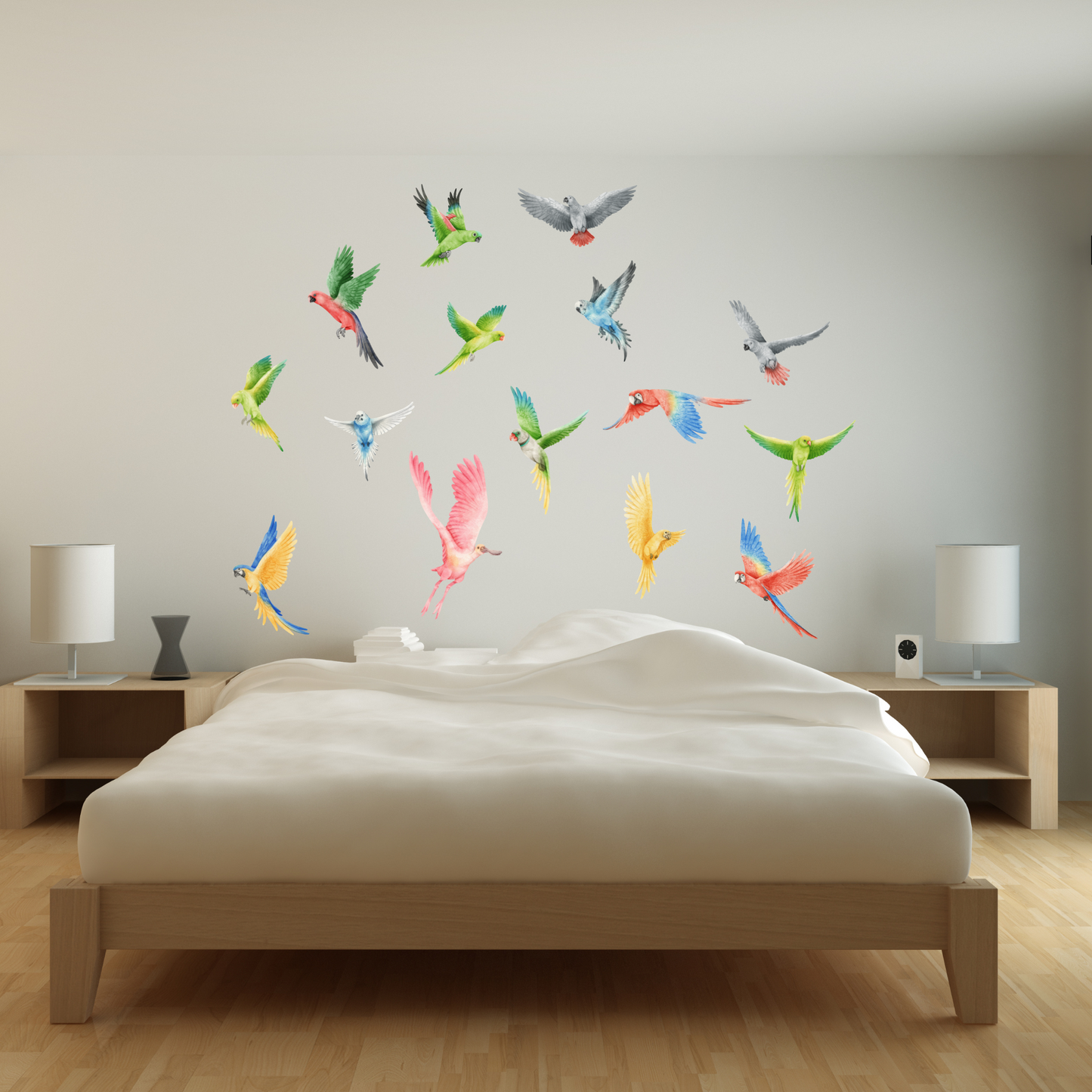 Textile Wall Sticker “Watercolor Exotic Birds”
