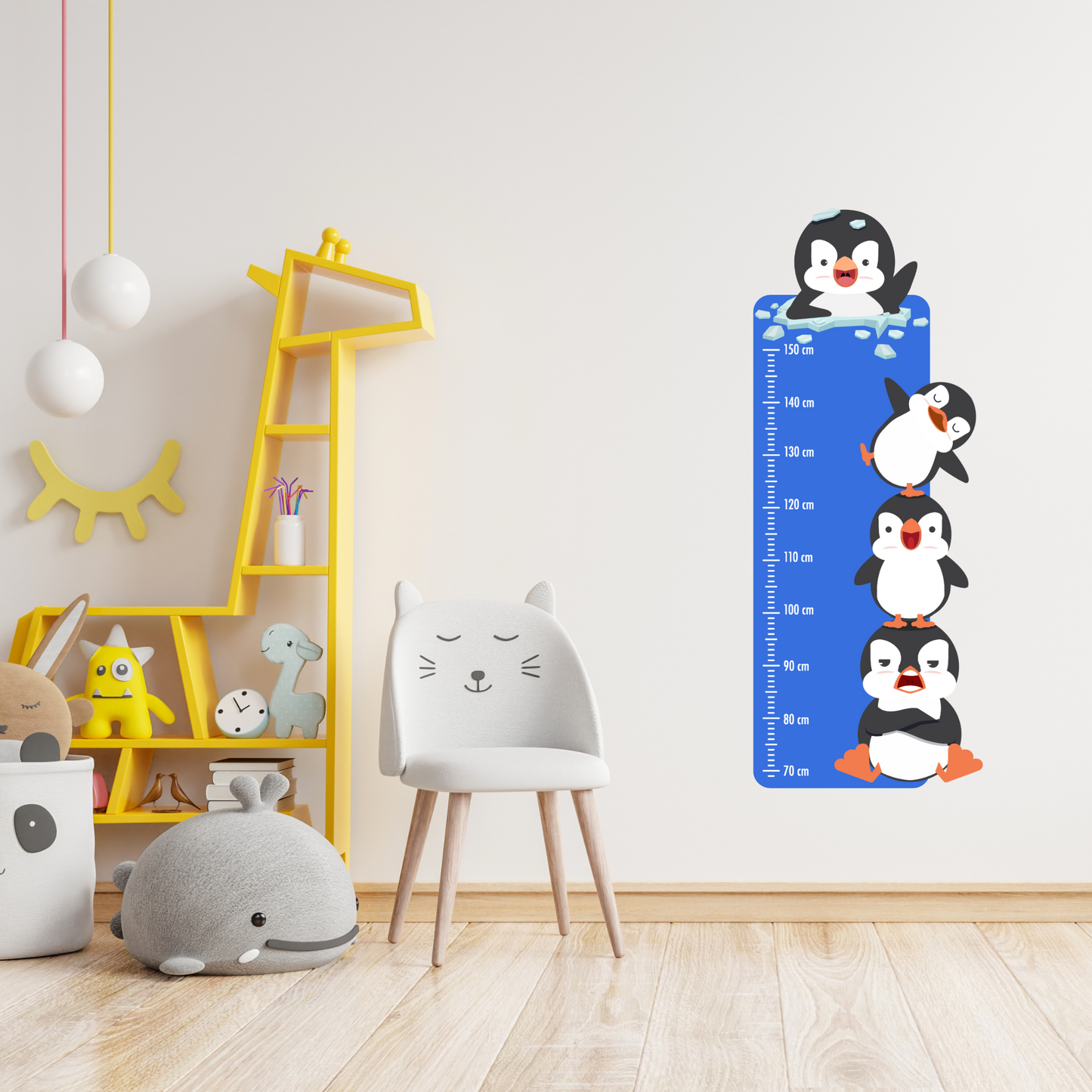 Children’s Measuring Textile Wall Sticker – Happy Penguins
