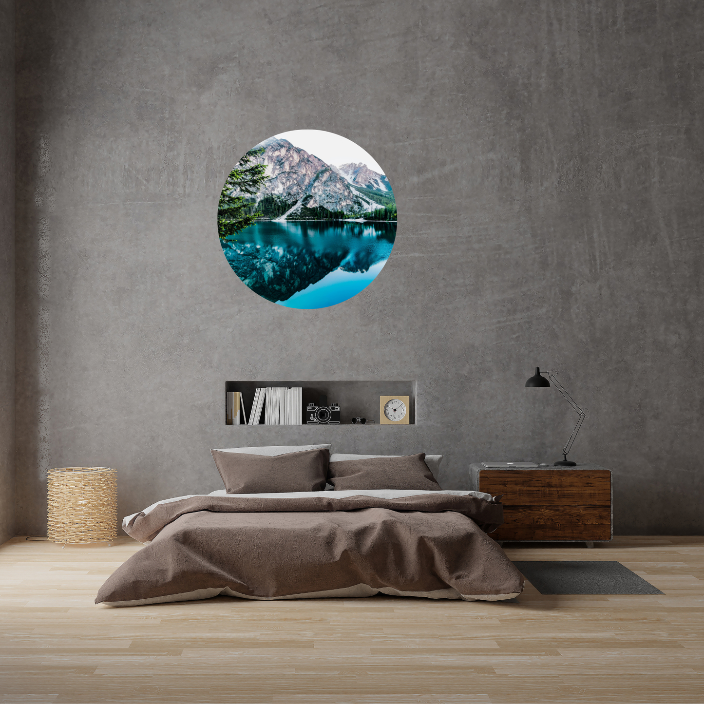 Round Wall Sticker – “Mountain Reflection"