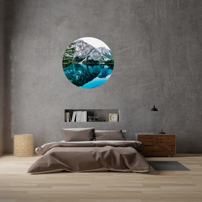Round Wall Sticker – “Mountain Reflection"