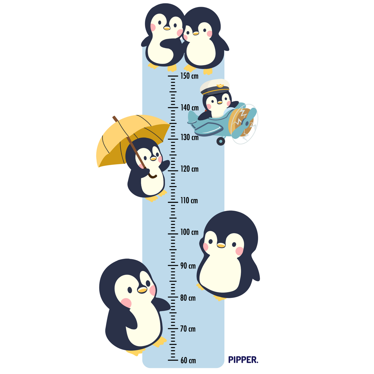 Children’s Measuring Textile Wall Sticker – Penguins