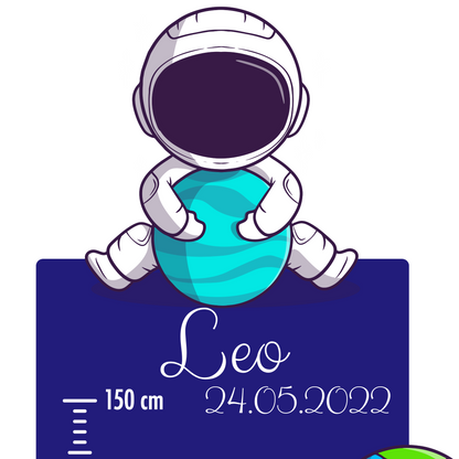Children’s Measuring with Name Textile Wall Sticker – Astronauts