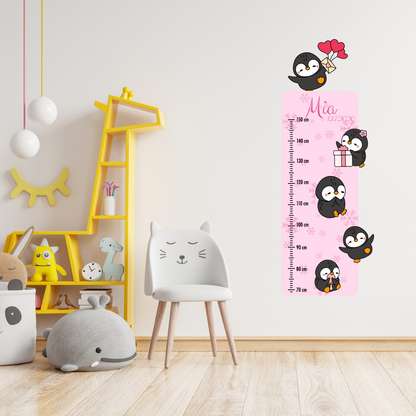 Children’s Measuring with Name Textile Wall Sticker – Penguins