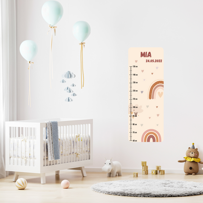 Children’s Measuring with Name Textile Wall Sticker – Rainbow
