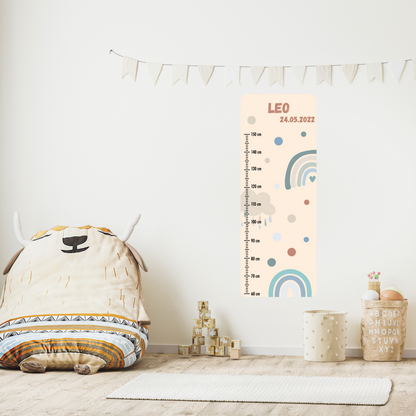 Children’s Measuring with Name Textile Wall Sticker – Rainbow 2