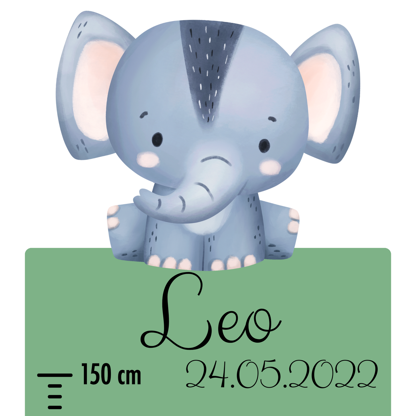 Children’s Measuring with Name Textile Wall Sticker – Safari