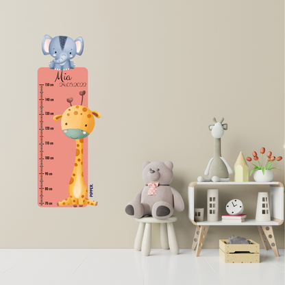Children’s Measuring with Name Textile Wall Sticker – Safari 2