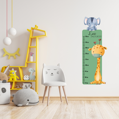 Children’s Measuring with Name Textile Wall Sticker – Safari