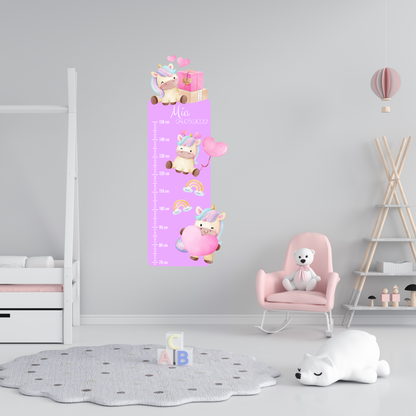Children’s Measuring with Name Textile Wall Sticker – Unicorns