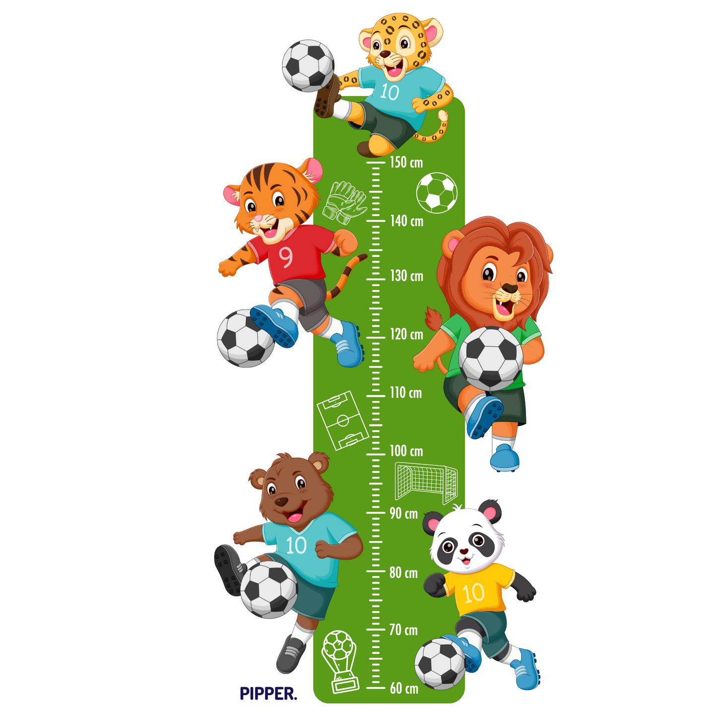 Children’s Measuring Textile Wall Sticker – Football Animals