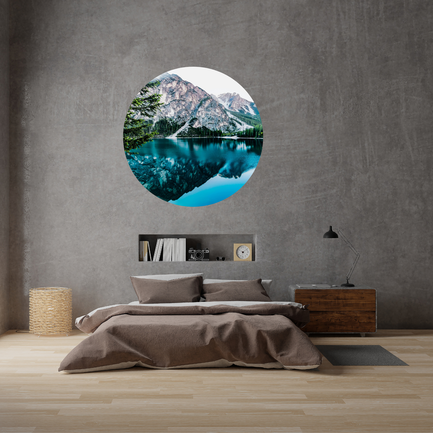 Round Wall Sticker – “Mountain Reflection"