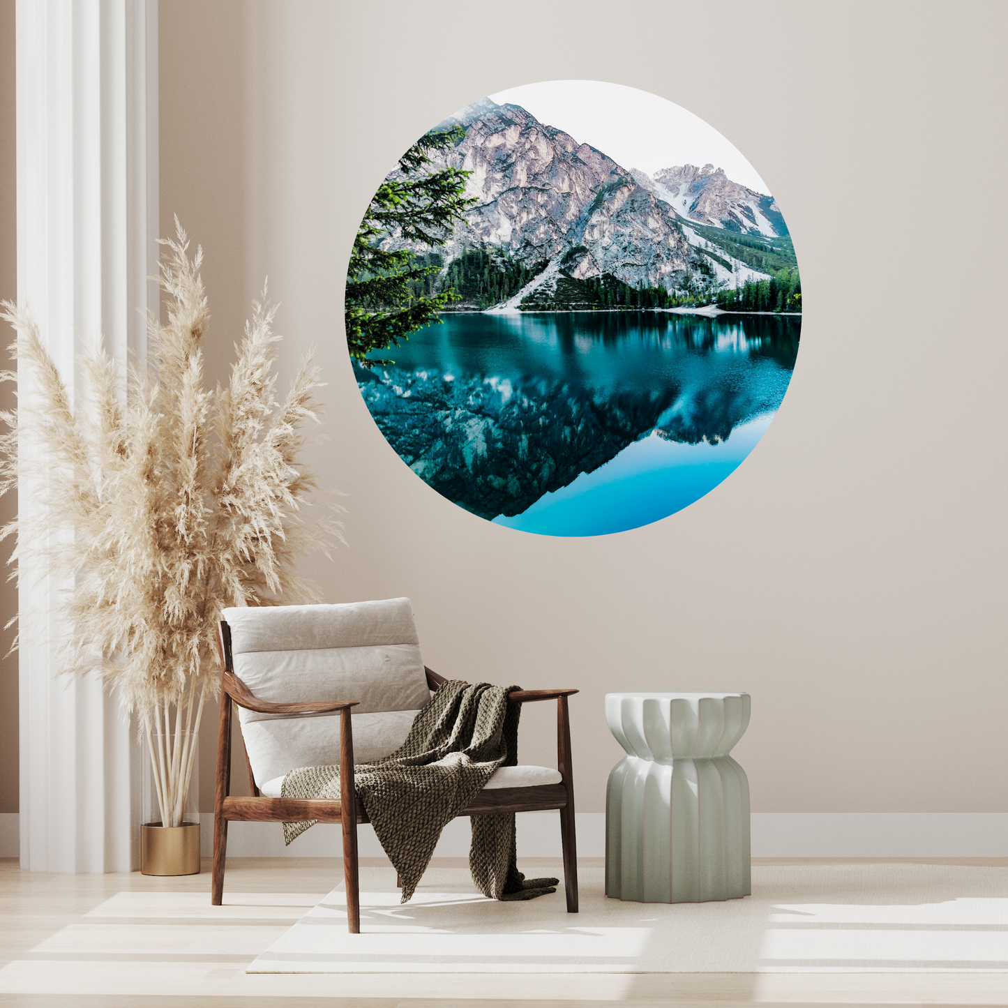 Round Wall Sticker – “Mountain Reflection"