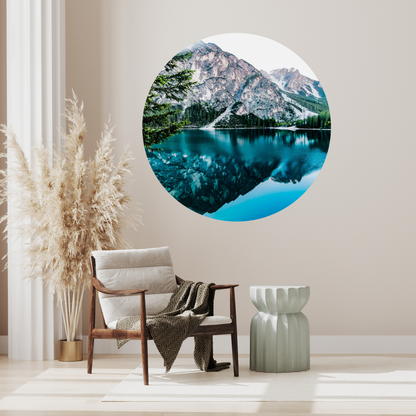 Round Wall Sticker – “Mountain Reflection"