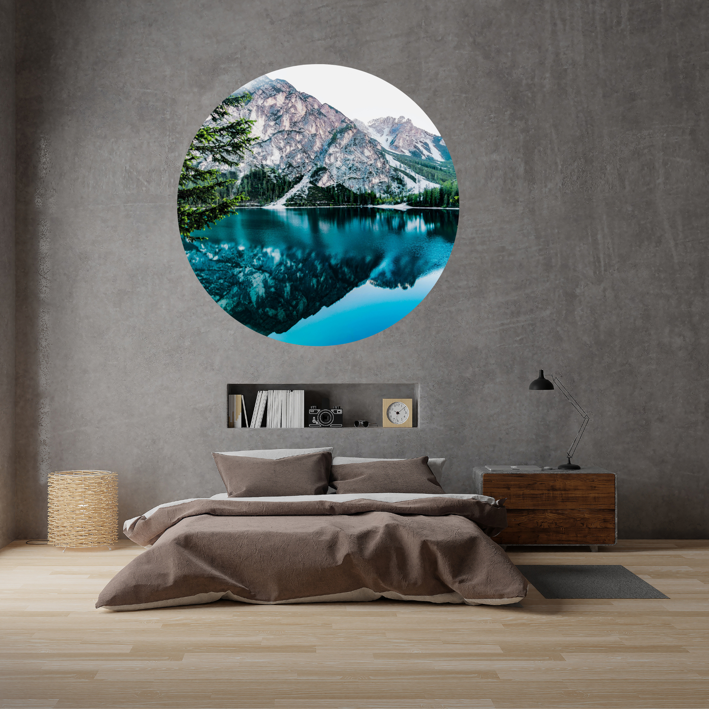 Round Wall Sticker – “Mountain Reflection"
