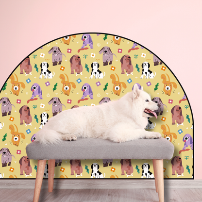Protective Textile Wall Sticker – Arch – Colorful Dogs