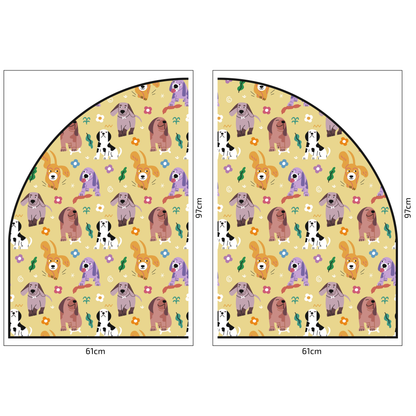 Protective Textile Wall Sticker – Arch – Colorful Dogs