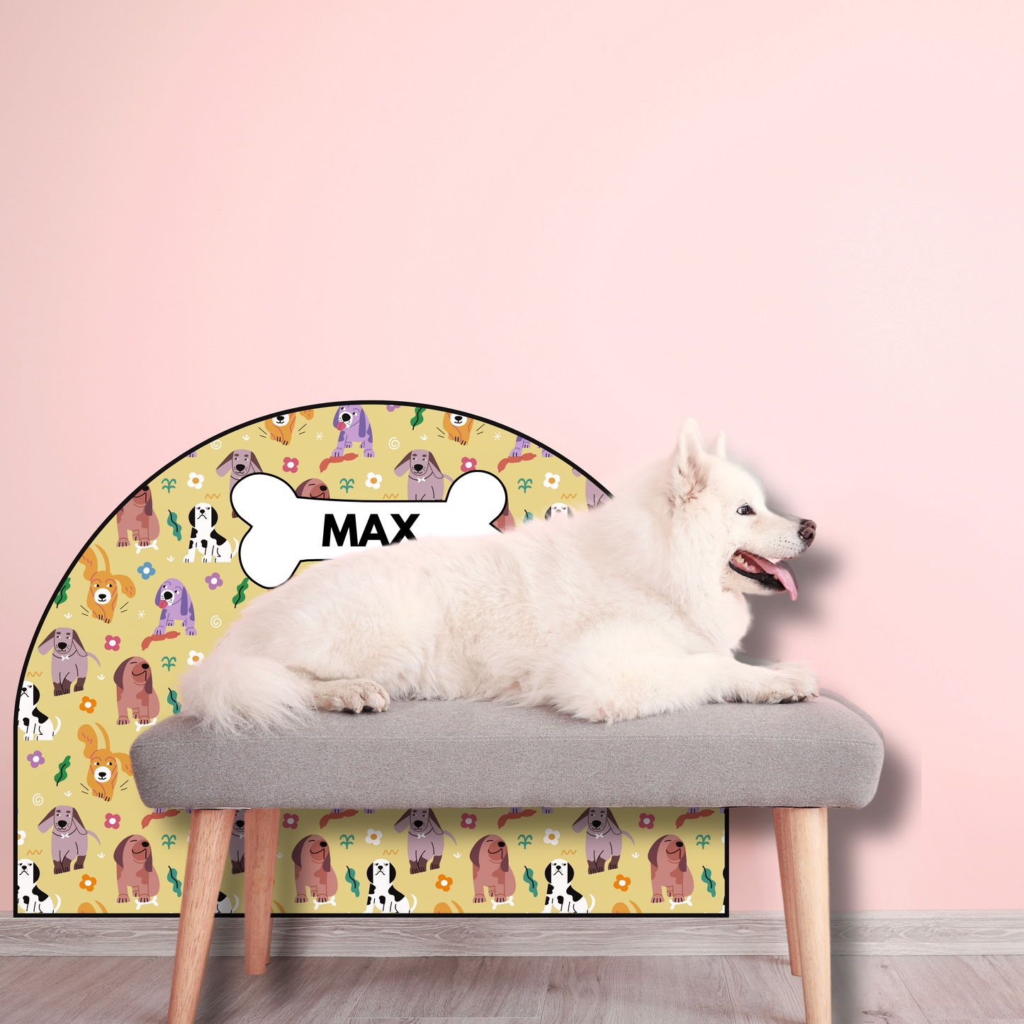 Protective Textile Wall Sticker – Arch – Colorful Dogs