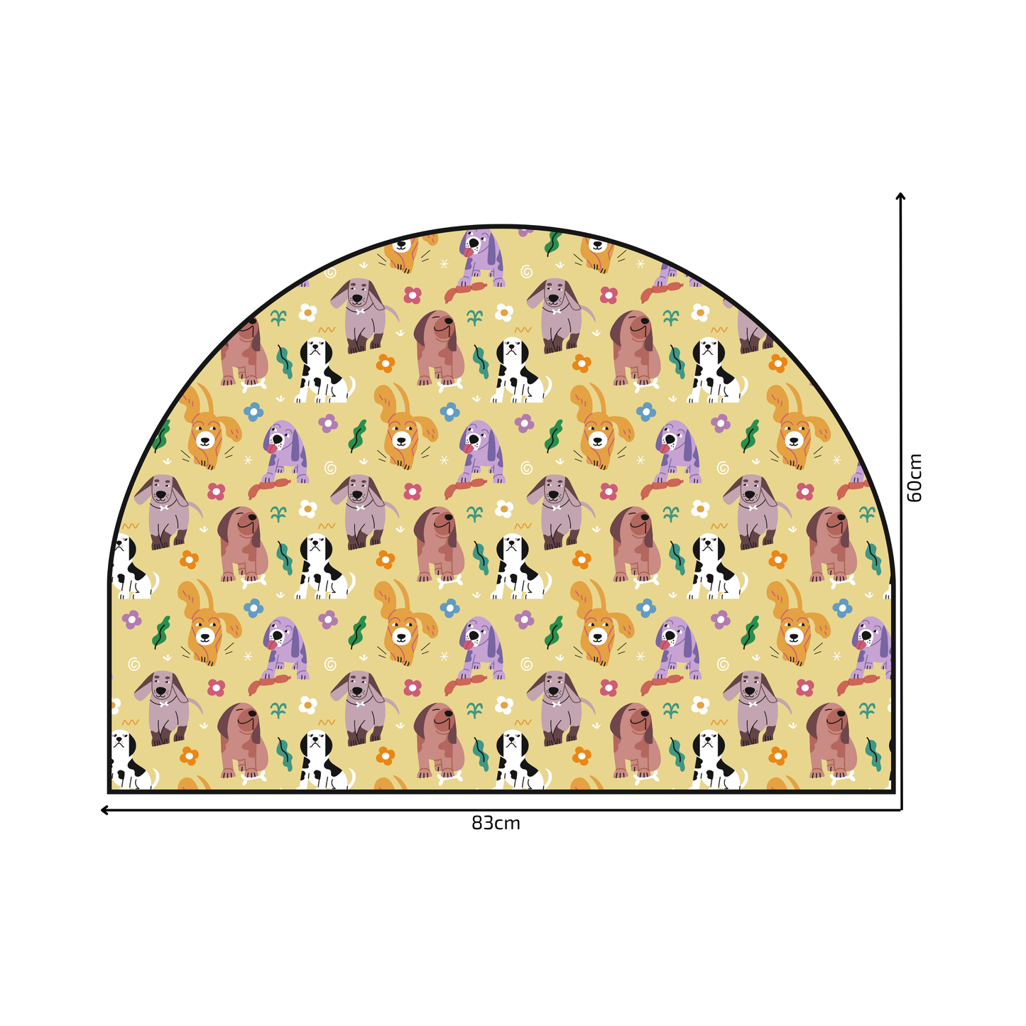 Protective Textile Wall Sticker – Arch – Colorful Dogs