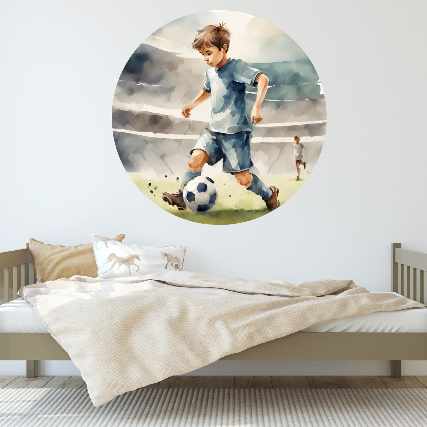 Round Wall Sticker – “Football Boy"