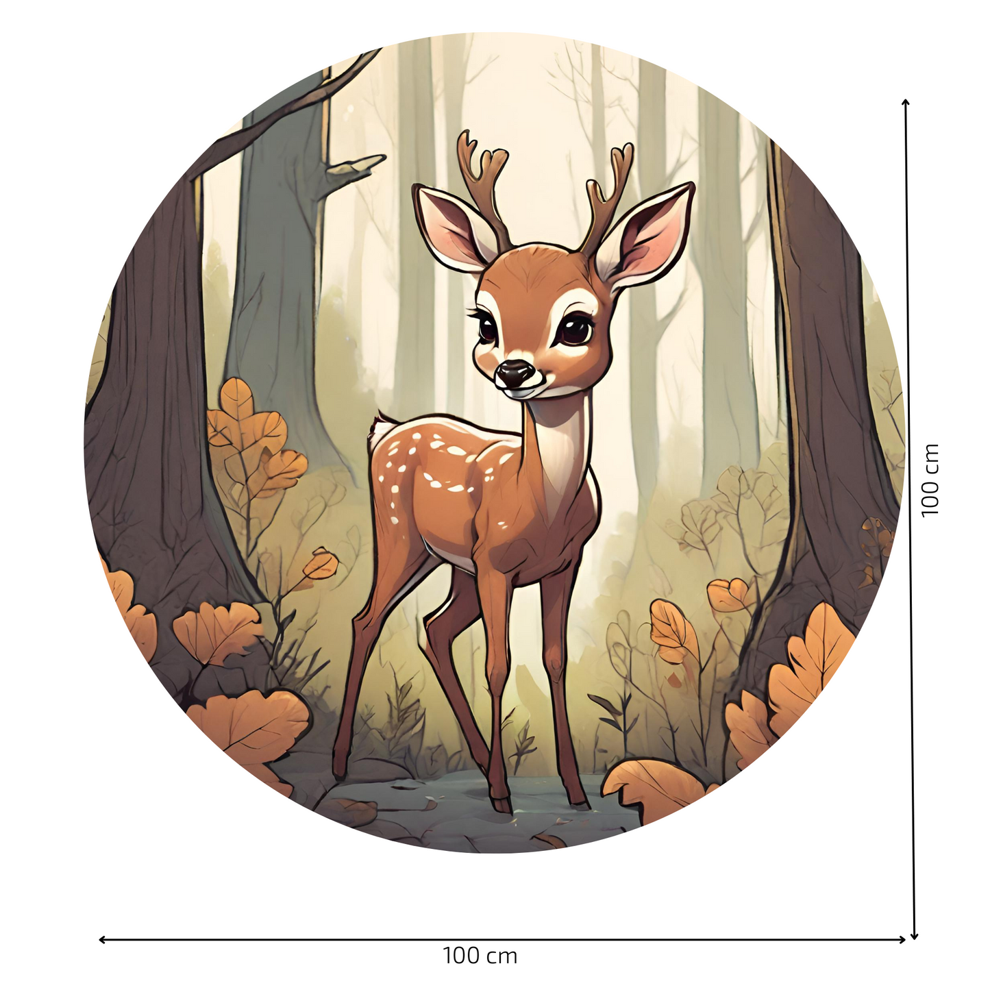 Round Wall Sticker – “Little Deer in the Forest"