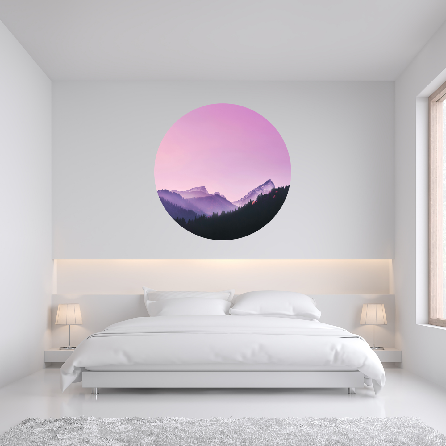 Round Wall Sticker – “Purple Mountains"