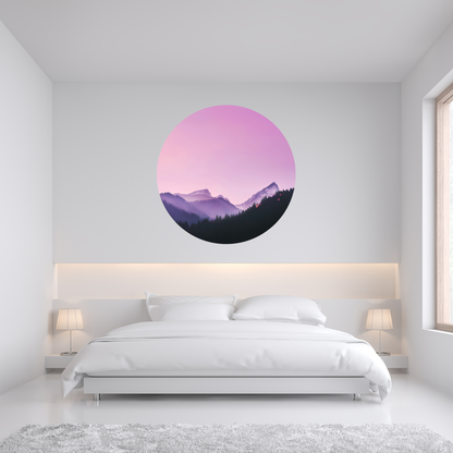 Round Wall Sticker – “Purple Mountains"