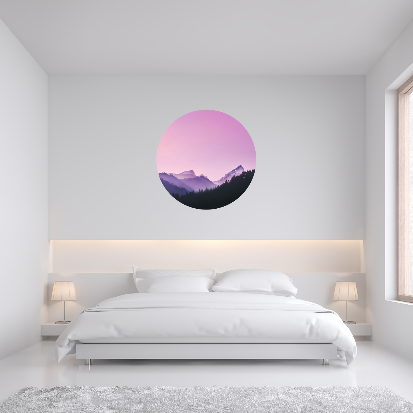 Round Wall Sticker – “Purple Mountains"