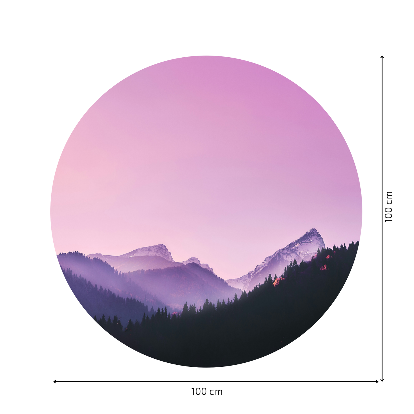 Round Wall Sticker – “Purple Mountains"