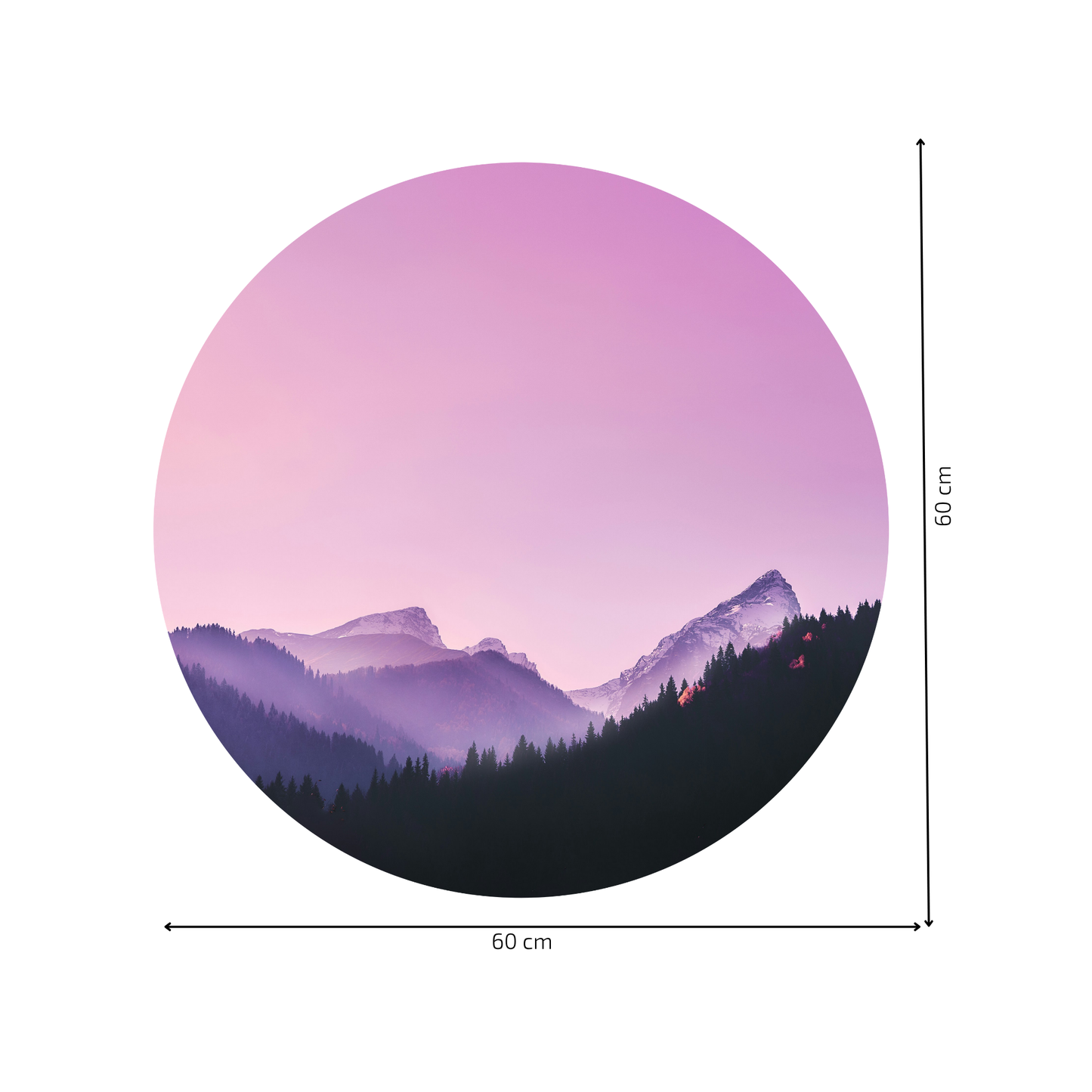 Round Wall Sticker – “Purple Mountains"
