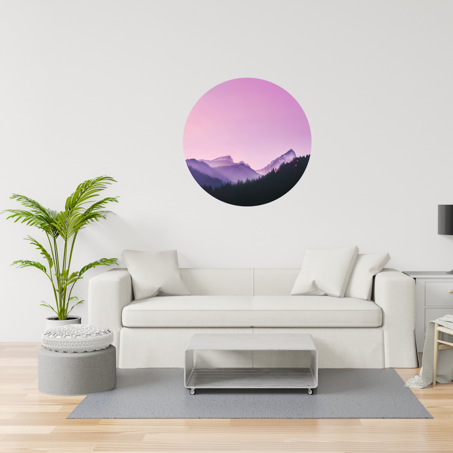 Round Wall Sticker – “Purple Mountains"