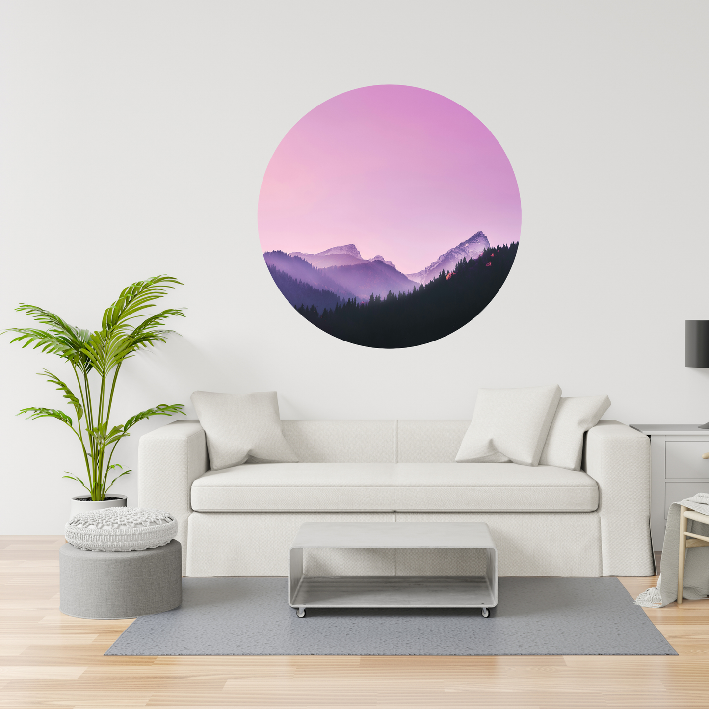Round Wall Sticker – “Purple Mountains"