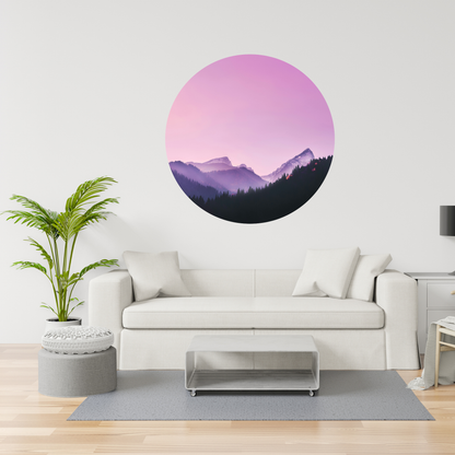 Round Wall Sticker – “Purple Mountains"