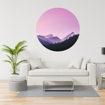 Round Wall Sticker – “Purple Mountains"
