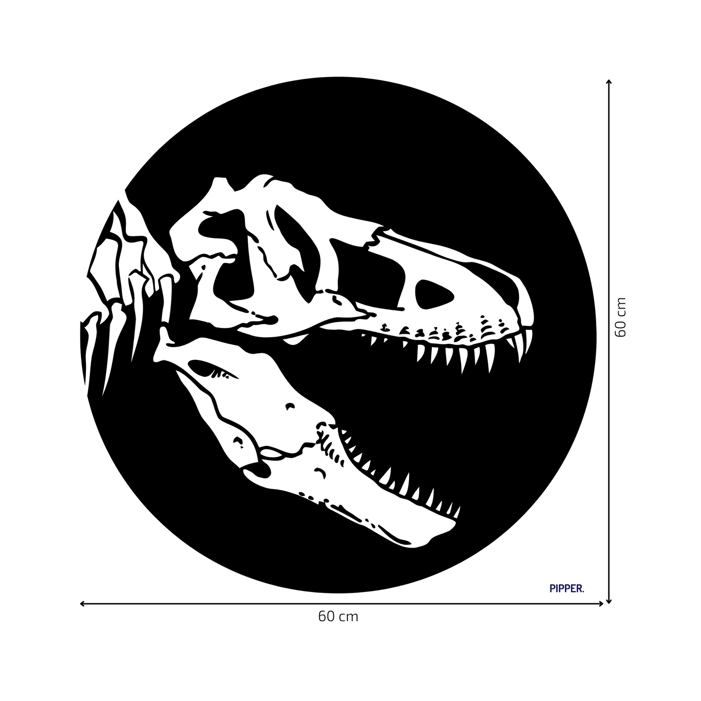Round Wall Sticker – “T-Rex Skeleton"