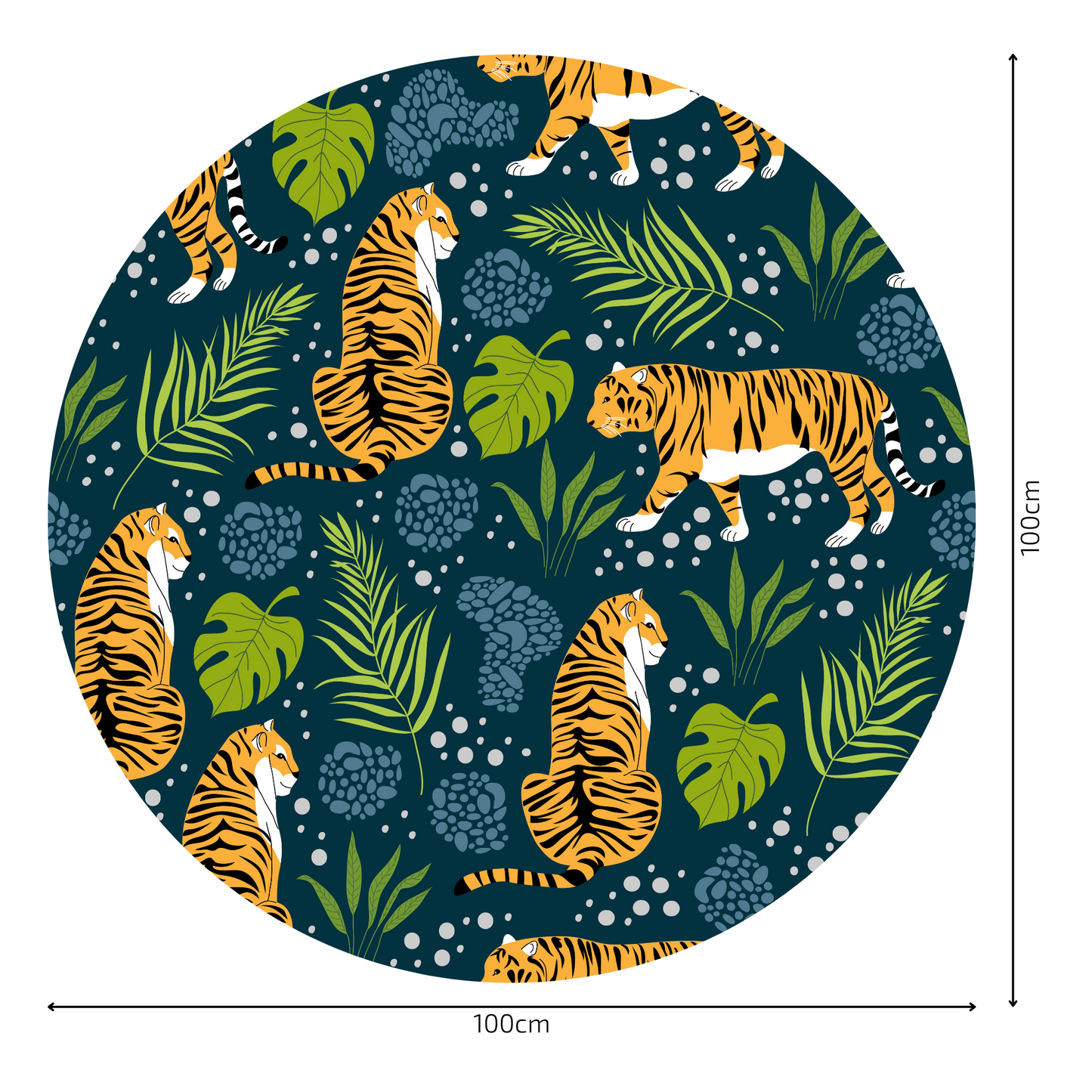 Round Wall Sticker – “Tigers in the Jungle"
