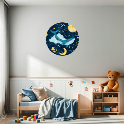 Round Wall Sticker – “Whale in the Starry Sky”