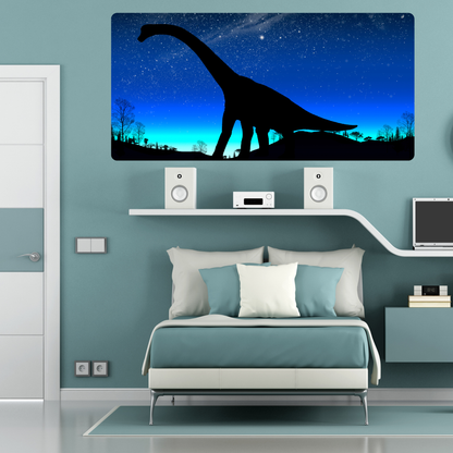 Self-Adhesive Textile Painting – Dinosaur with Night Sky