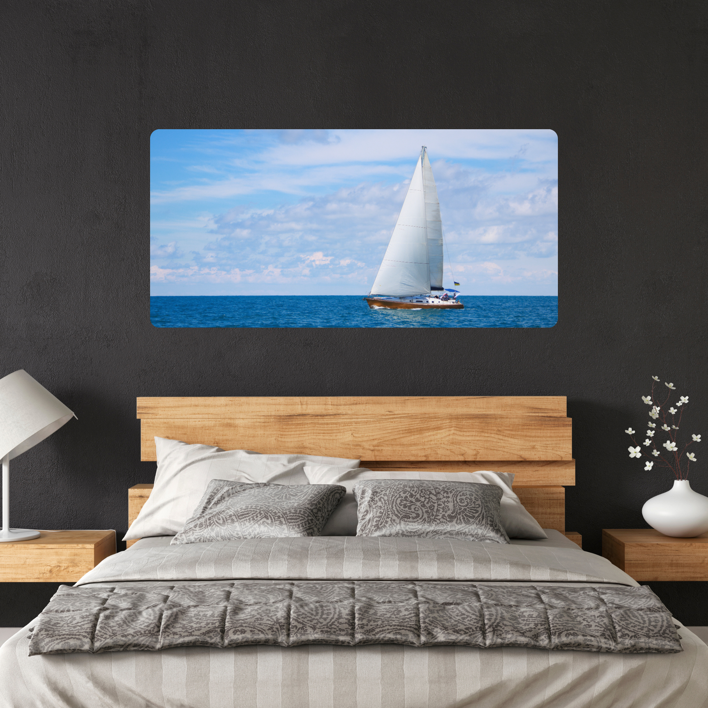 Self-Adhesive Textile Painting – Sailboat at Sea