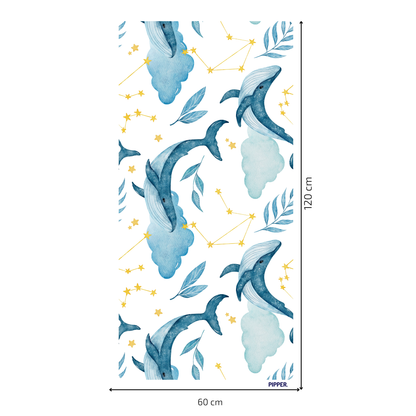 Self-Adhesive Textile Painting – Whales in the Sky