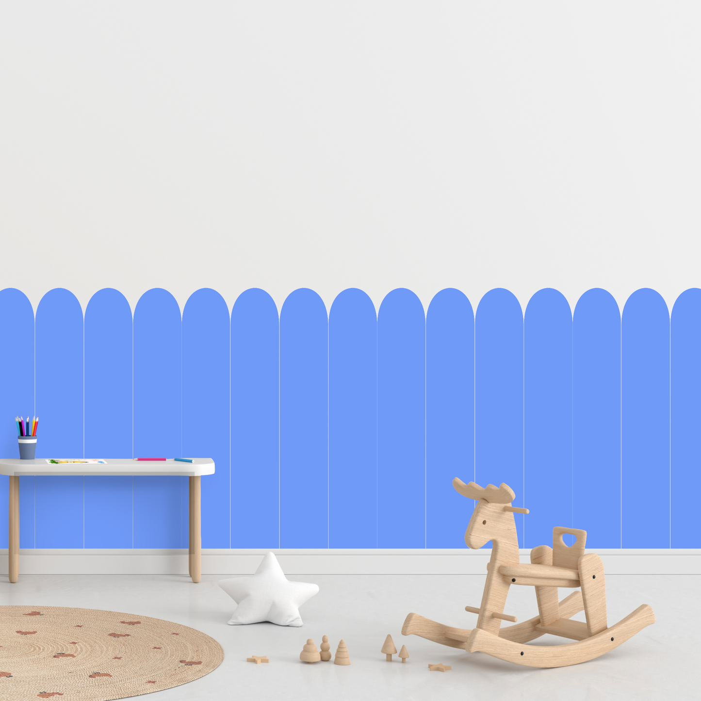 Self-Adhesive Textile Wallpaper – Arch – Blue Shades