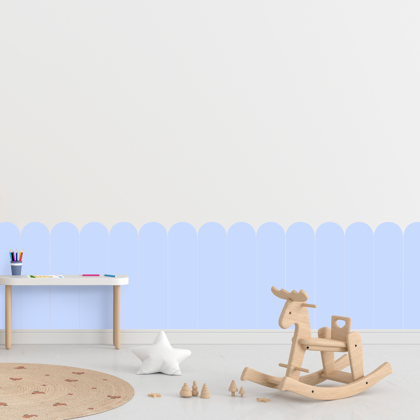 Self-Adhesive Textile Wallpaper – Arch – Blue Shades