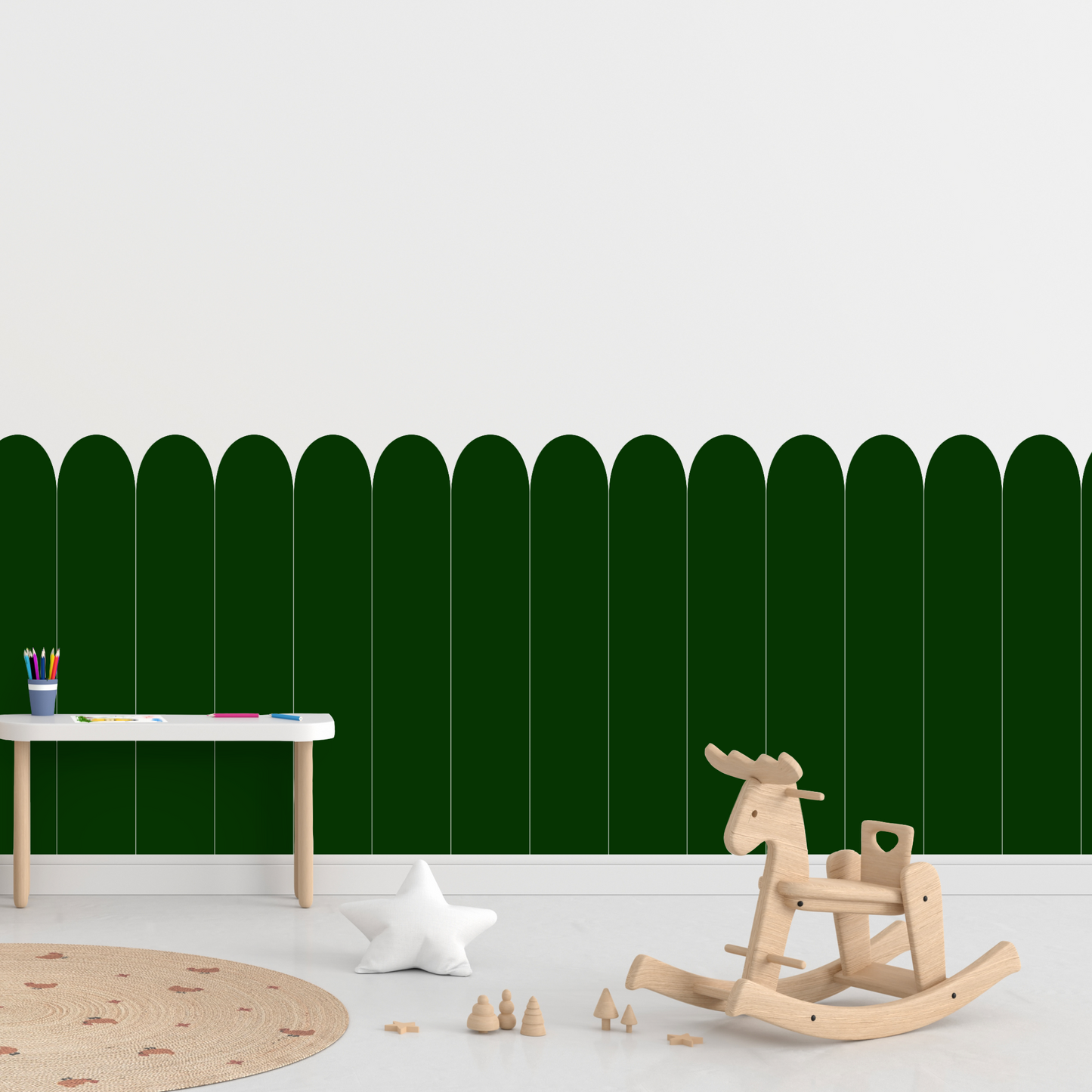 Self-Adhesive Textile Wallpaper – Arch – Bottle Green Shades
