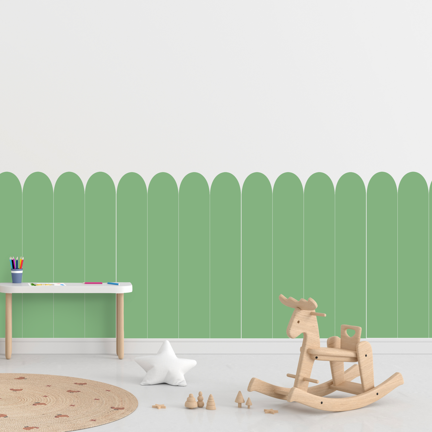 Self-Adhesive Textile Wallpaper – Arch – Bottle Green Shades