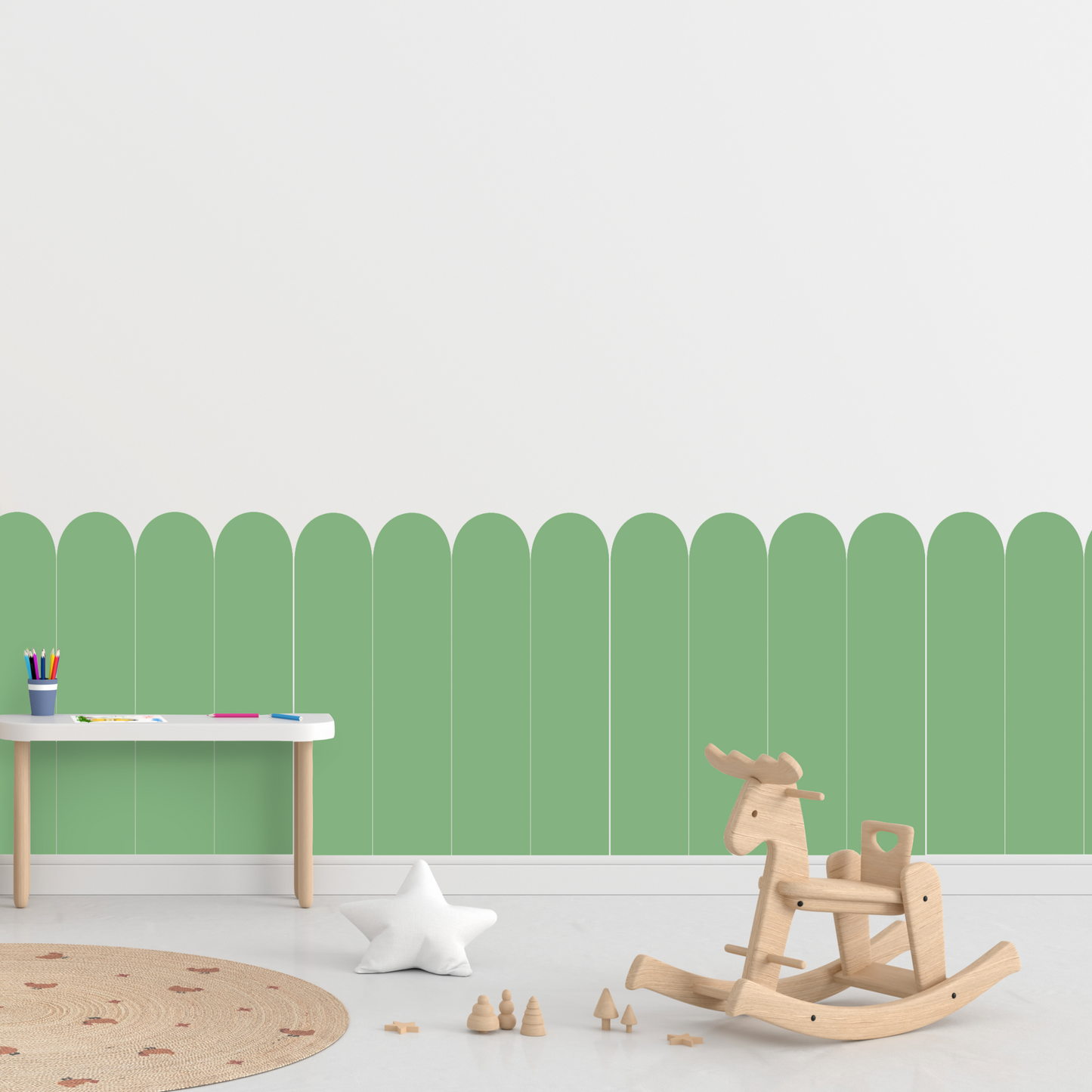 Self-Adhesive Textile Wallpaper – Arch – Bottle Green Shades