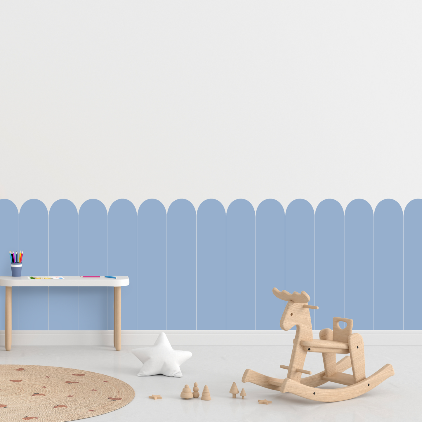 Self-Adhesive Textile Wallpaper – Arch – Dark Blue Shades