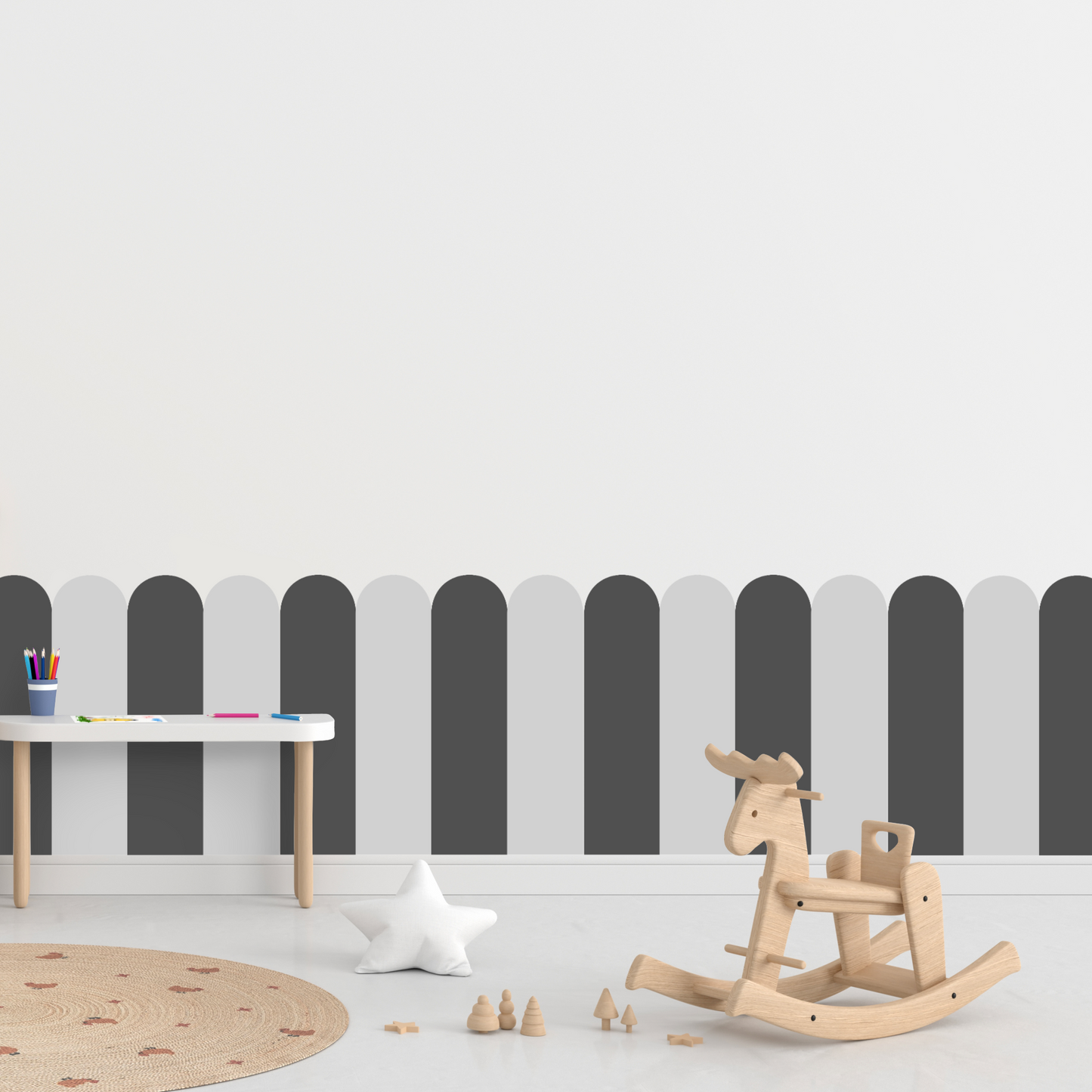 Self-Adhesive Textile Wallpaper – Arch – Gray Shades