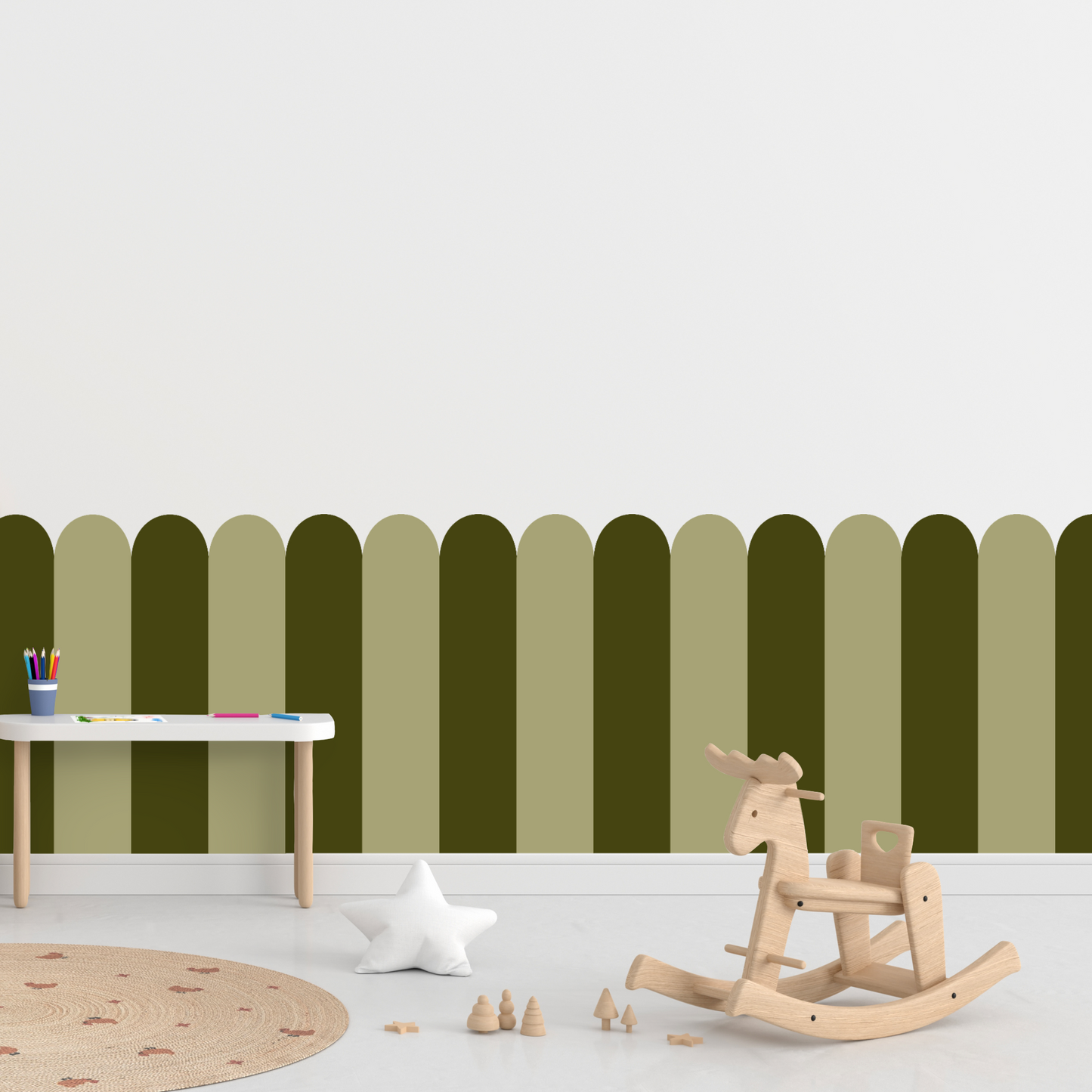 Self-Adhesive Textile Wallpaper – Arch – Khaki Shades