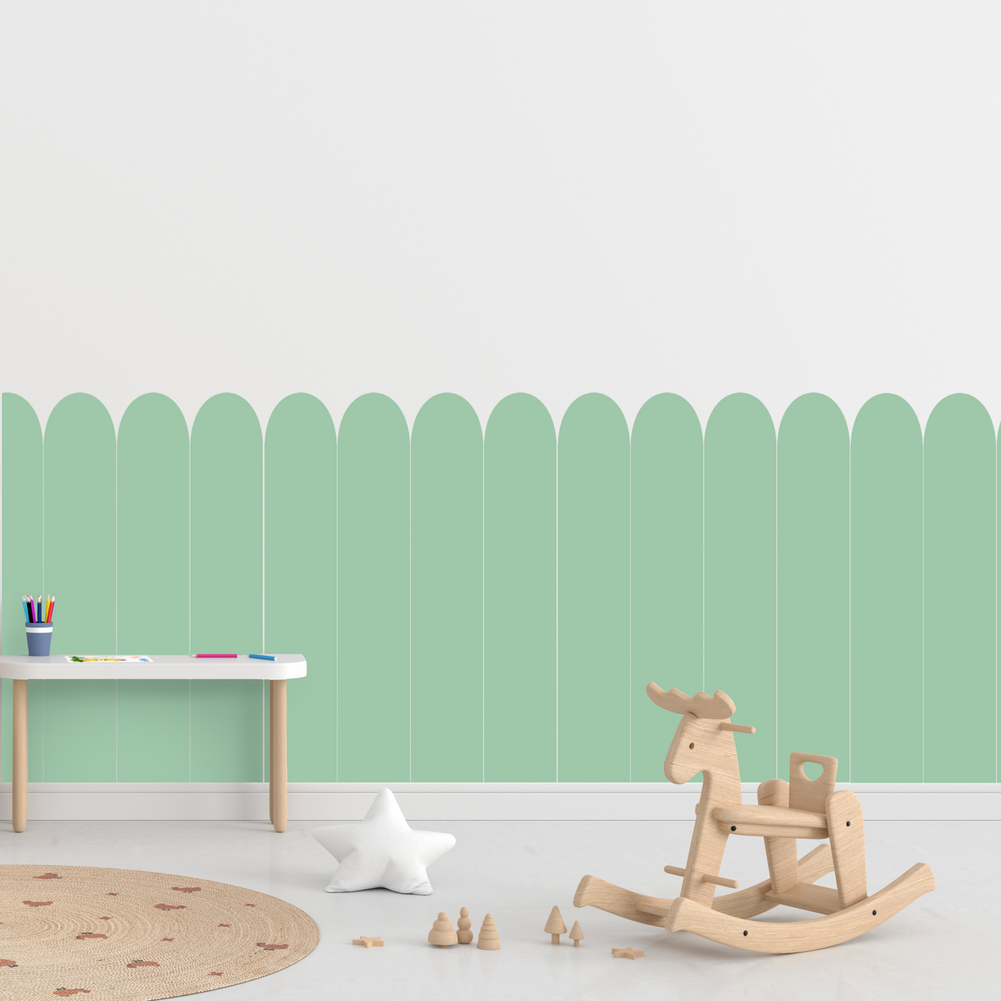 Self-Adhesive Textile Wallpaper – Arch – Mint Shades